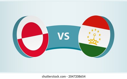 Greenland versus Tajikistan, team sports competition concept. Round flag of countries.