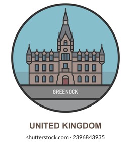 Greenock. Cities and towns in United Kingdom. Flat landmark