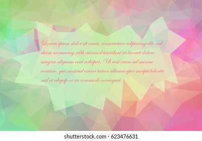 Green-Pink Semitransparent Poligonal  Background with Geometric Place for Text. Vector EPS 10