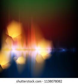 Green-red-blue wave abstract equalizer background.