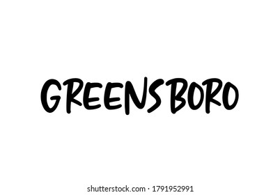 Greensboro city handwritten typography text word hand lettering. Modern calligraphy text. Black color