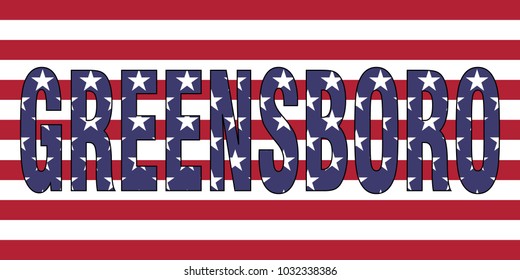Greensboro on USA flag