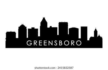 Greensboro skyline silhouette. Black Greensboro city design isolated on white background. 