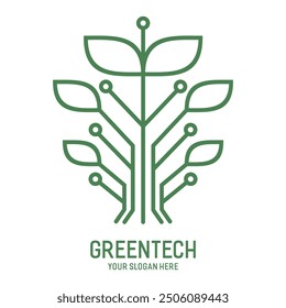 Greentech logo LINE ABSTRACK template for your technology