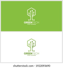 Greentech logo premium template for your technology and go green company or brand