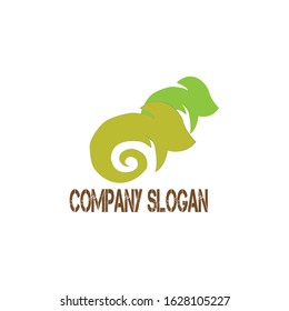 
Green-themed design logo with vector chameleon objects