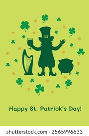 Green-themed St. Patrick's Day greeting card design for Irish holiday