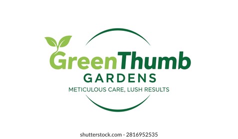 GreenThumb Gardens logo features a small sprout icon with elegant typography.