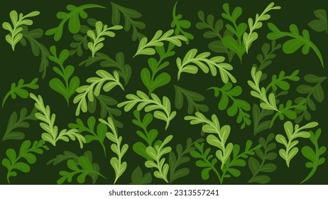 Dibujo de fondo de tono verde, que toma ramas, pero los niveles se apilan.