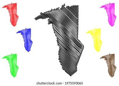 Greenville County, State of South Carolina (U.S. county, United States of America) map vector illustration, scribble sketch Greenville map