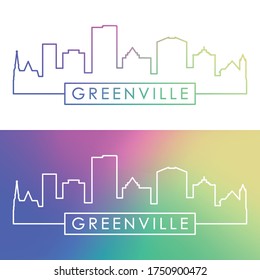Greenville skyline. Colorful linear style. Editable vector file.