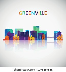 Greenville skyline silhouette in colorful geometric style. Symbol for your design. Vector illustration.