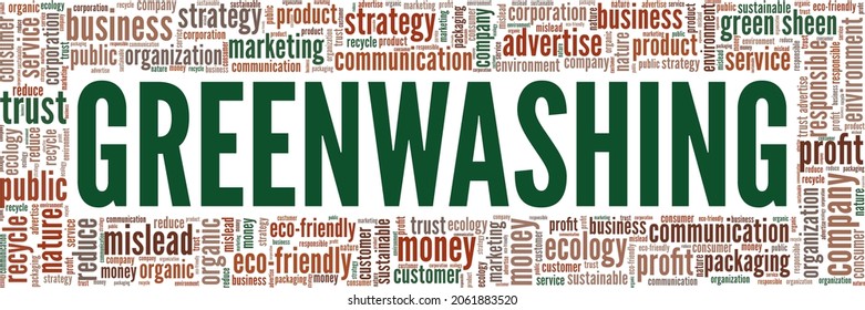 Greenwashing vector illustration word cloud isolated on white background.