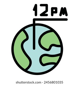 Greenwich timezone icon outline vector. Time zone. International map color flat