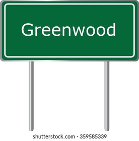 Greenwood , Arkansas, road sign green vector illustration, road table, USA city