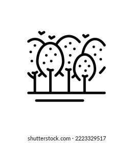 Greenwood black line icon. Nature landscape. Pictogram for web page.
