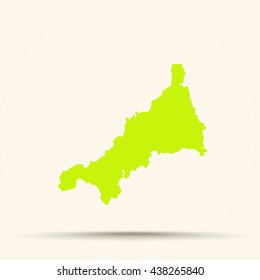 Green-yellow Cornwall Map Illustration
