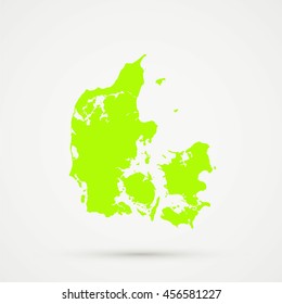 Green-yellow Denmark Map Illustration

