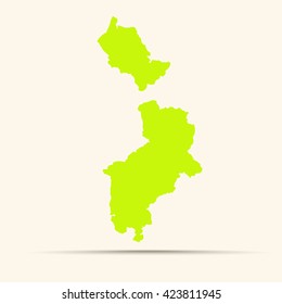 Green-yellow German-speaking Community of Belgium Map Illustration