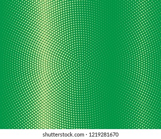 Green-yellow halftone background. Digital gradient. Abstract backdrop with circles, point, dots. Dotted pattern. Futuristic panel Vector illustration