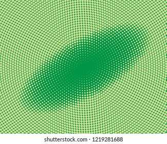 Green-yellow halftone background. Digital gradient. Abstract backdrop with circles, point, dots. Dotted pattern. Futuristic panel Vector illustration
