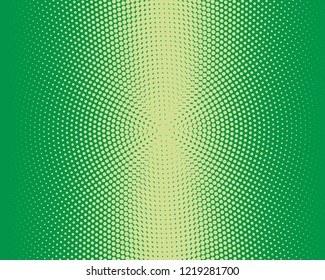 Green-yellow halftone background. Digital gradient. Abstract backdrop with circles, point, dots. Dotted pattern. Futuristic panel Vector illustration