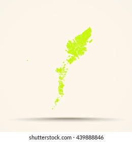 Green-yellow Outer Hebrides Map Illustration