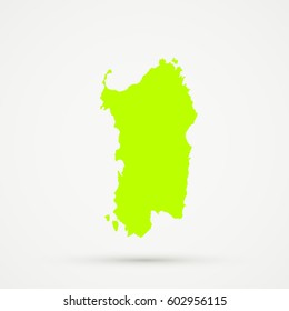 Green-yellow Sardinia Map Illustration