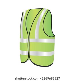 Green-yellow saving vest on white background