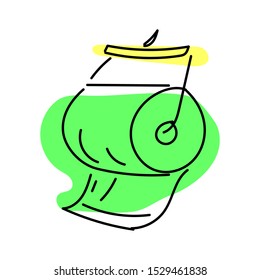 Green-yellow toilet paper on a white background. Isolated.Icon. Vector illustration.