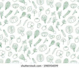 Green-yellow vegetable pattern. Line drawing.