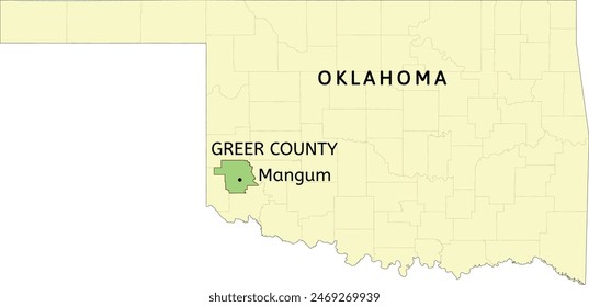 Greer County and city of Mangum location on Oklahoma state map