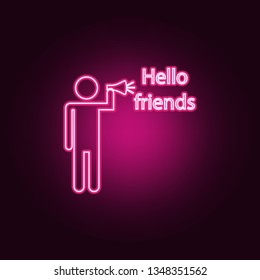 greet friends icon. Elements of Conversation and Friendship in neon style icons. Simple icon for websites, web design, mobile app, info graphics
