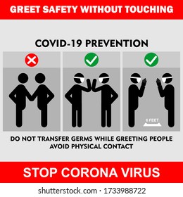 GREET SAFETY WITHOUT TOUCHING, POSTER AND BANNER