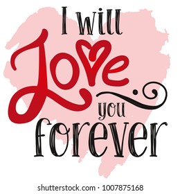 Greetig love card with hearts and lettering 