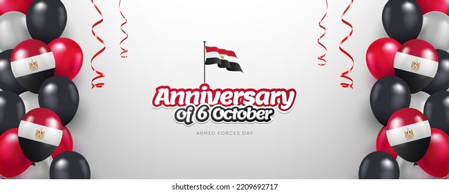 Greeting 6 October war Victory Celebrations,  balloons, and confetti, 