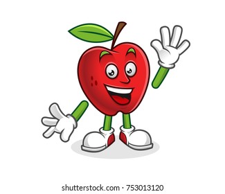 Greeting apple mascot. Vector of Apple character. Apple logo