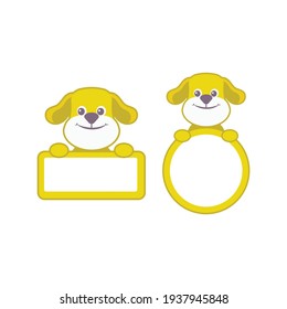 greeting baby card with cute dog, frame