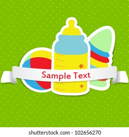 Greeting with a baby elements. Vector illustration.