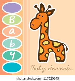 Greeting with a baby elements. Vector illustration.