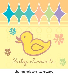 Greeting with a baby elements. Vector illustration.