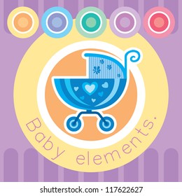 Greeting with a baby elements. Vector illustration.