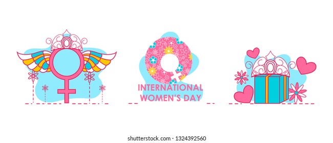 Greeting background for celebrating International Happy Women's Day in vector