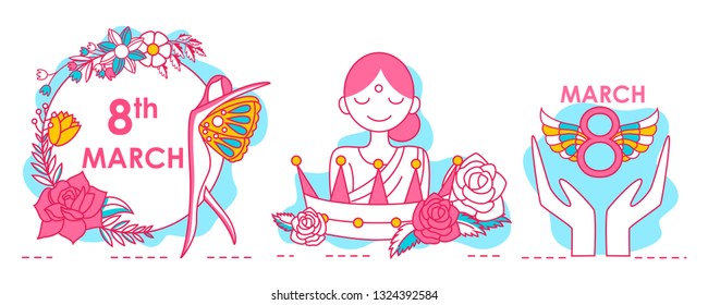 Greeting background for celebrating International Happy Women's Day in vector