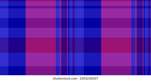 Greeting background fabric texture, valentines day pattern textile check. Festival tartan vector plaid seamless in indigo and purple colors palette.