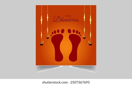Greeting background with kalash, diya and gold coins for Indian festival Dhanteras (Diwali season). Vector illustration.