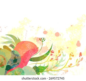 greeting background with pictorial freesia flowers