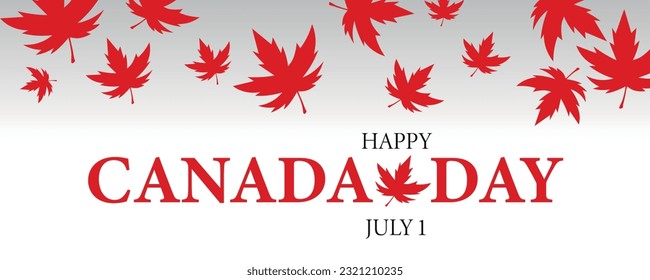Greeting banner for Canada Day with maple leaves