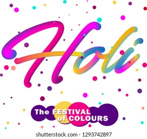 Greeting banner with colored dots for Holi festival, vector template