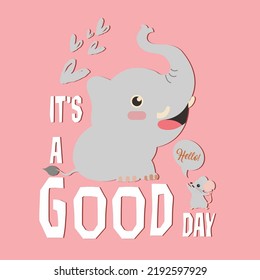 greeting banner cute elephant mouse_icons texts decor.